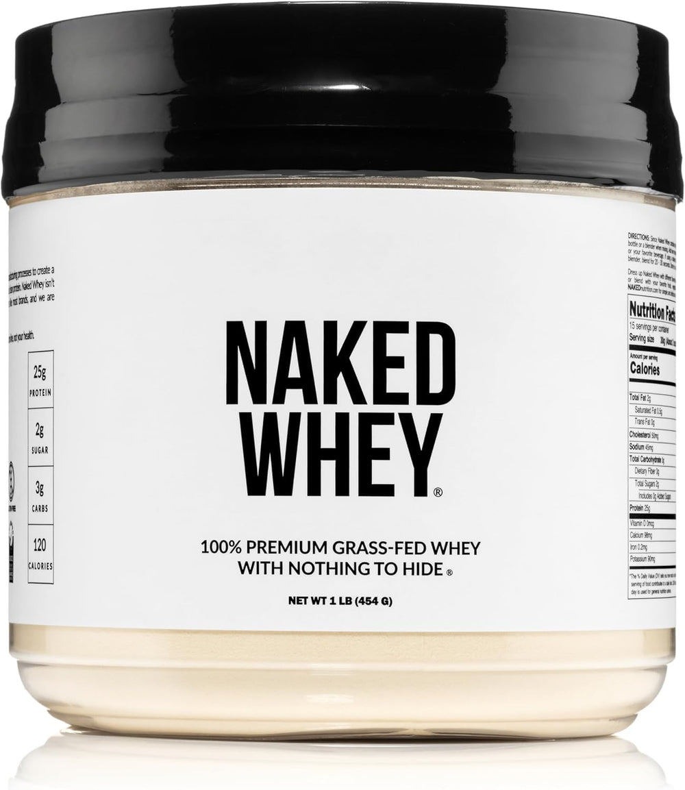 NAKED Whey 1Lb tub with pure single-ingredient protein for post-workout use
