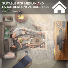 Namste diffuser mounted on wall or placed on floor for flexible setup.