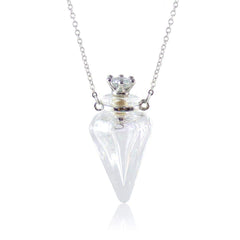 Nancy's Gift clear cone bottle diffuser pendant on chain, elegant wearable scent accessory