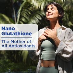 Visual highlighting mouth absorption of Nano Glutathione Drops for quick uptake.