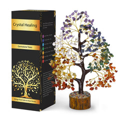 Naribabu 7 Chakra Crystal Tree with amethyst enhances meditation and crystal decor.