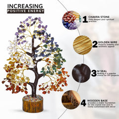 Naribabu 7 Chakra Crystal Tree with clear quartz brightens space and invites clarity.