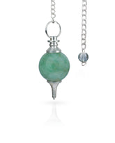 Naribabu green aventurine pendulum ball for divination and chakra exploration.