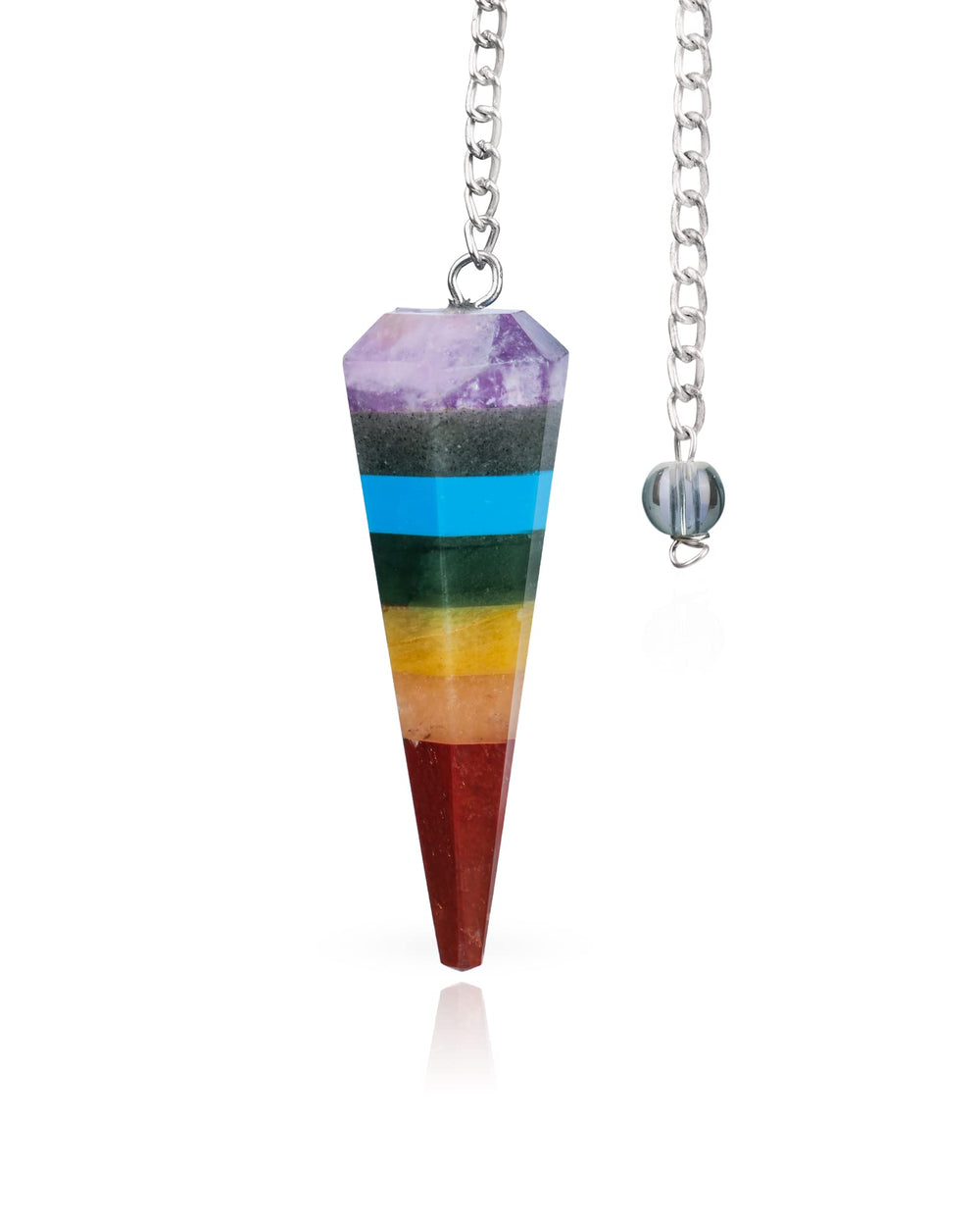 NARIBABU seven chakra stones pendulum close-up for balanced energy during meditation