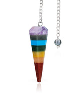 NARIBABU seven chakra stones pendulum close-up for balanced energy during meditation