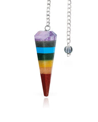 NARIBABU seven chakra stones pendulum close-up for balanced energy during meditation