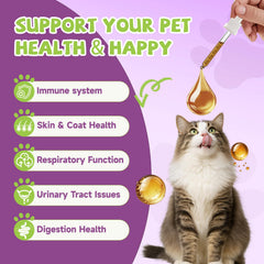 NaSeny L-Lysine drops pour demonstrates precise dosing for cats.