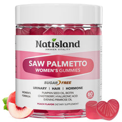 NATISLAND Saw Palmetto for Women bottle promotes daily hair vitality and urinary comfort.