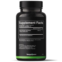 Natgrown Organic Moringa label close-up highlights pure leaf powder quality.