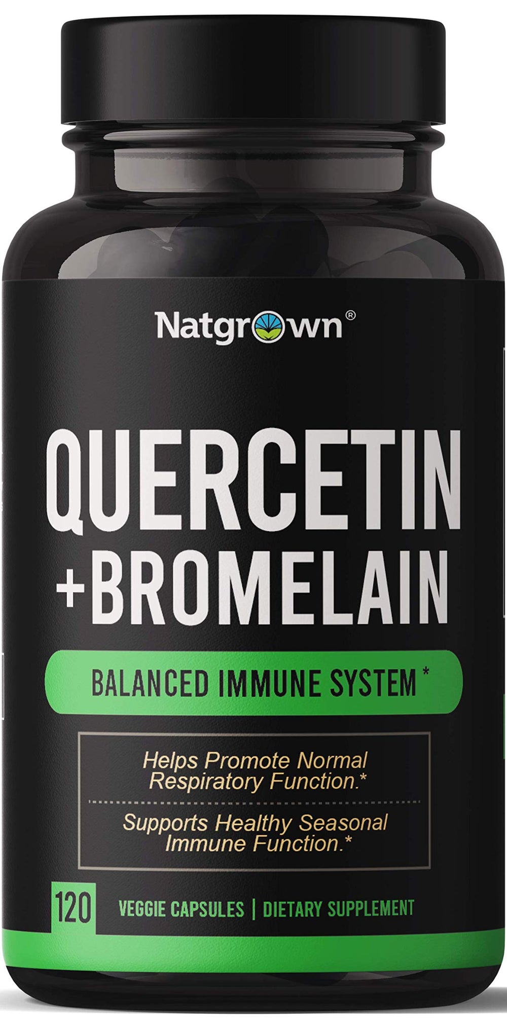 Natgrown Quercetin Bromelain bottle front view for daily immune support.