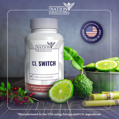Nation Health MD CL Switch label indicates vegan, gluten-free, and dairy-free attributes.
