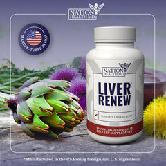 Nation Health MD Liver Renew milk thistle herb image implying liver health benefits.