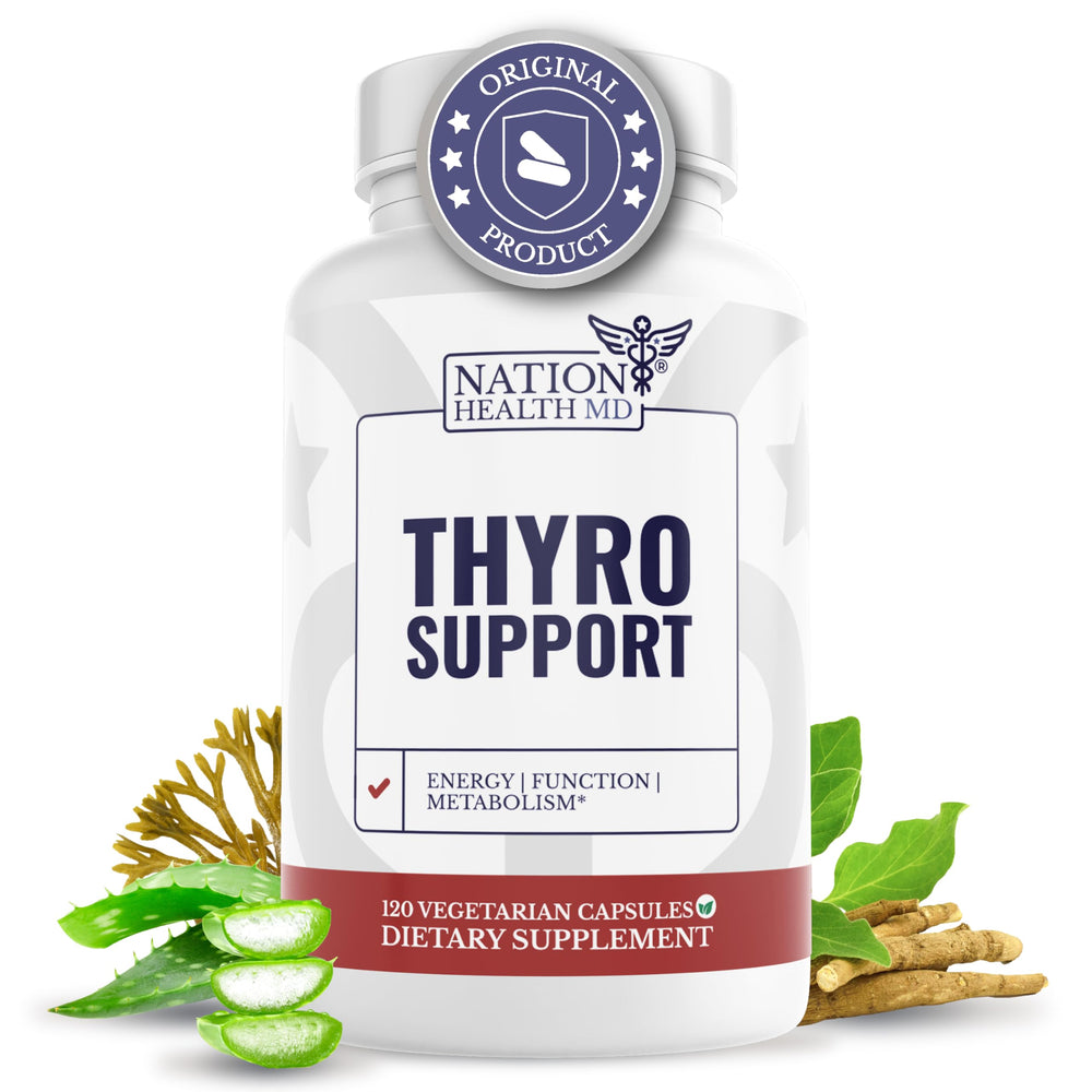 NATION HEALTH MD Thyro Support bottle front view for daily thyroid wellness.