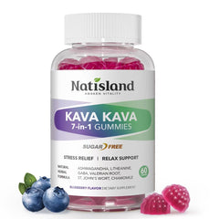 Natisland chewable kava gummies bottle front for on the go stress relief