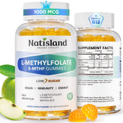NATISLAND L-Methylfolate Gummies bottle for easy daily supplementation.