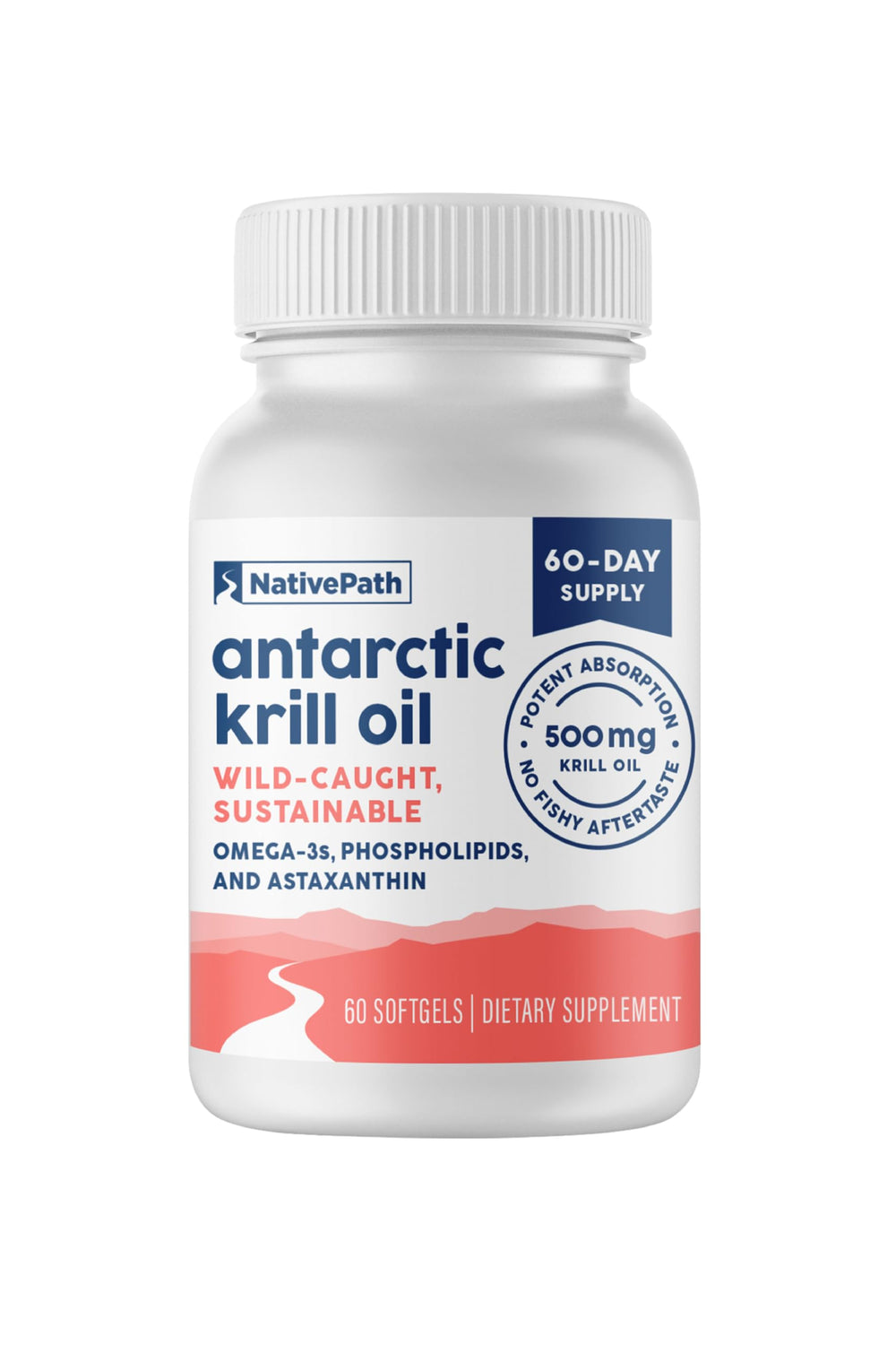 NativePath Antarctic Krill Oil bottle on display for pure omega-3 source