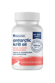 NativePath Antarctic Krill Oil bottle on display for pure omega-3 source