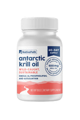 NativePath Antarctic Krill Oil bottle on display for pure omega-3 source