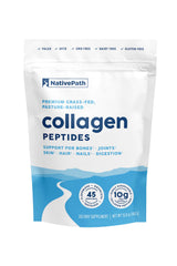 NativePath Collagen Peptides powder tub front view highlighting premium, grass-fed formula.