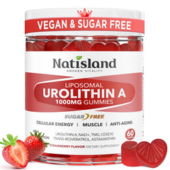 NATISLAND Urolithin A gummies bottle with vegan formula for daily energy support