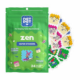 NATPAT Zen Patch sticker on clothes promotes calm mood during daily activities.