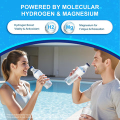 Natprime hydrogen water tablet dissolving in water with a light fizz for refreshment.