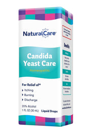 Natra-Bio NaturalCare Candida Yeast Care bottle with dropper for simple at-home dosing.