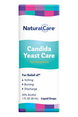Natra-Bio NaturalCare Candida Yeast Care label highlights ingredients and safe use.