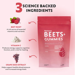 Natrava BEETS+ Gummies grape seed extract visual signals antioxidant support.