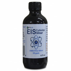 NatriChlor EIS colloidal silver bottle, clear and odorless, ideal for versatile household uses.