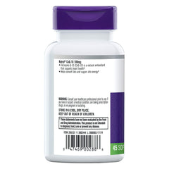 Natrol CoQ-10 softgels bottle back label showing ingredients and usage
