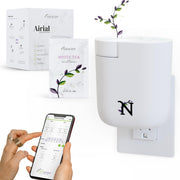 Natscent Airial diffuser with white tea sample for hotel-inspired ambiance