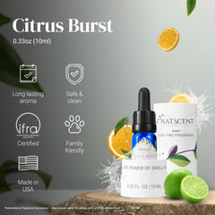 Natscent Citrus Burst close-up shows orange zest to spark energy.