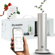 Natscent Dynamo diffuser front view in silver for balanced large-room scent.