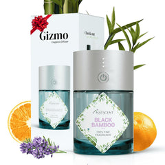 Natscent Gizmo diffuser with glass bottle for balanced room aroma.