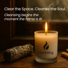 Natur IX cleansing candle Palo Santo smoke rising, ideal for meditation and cleansing spaces