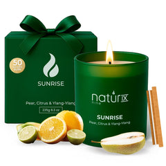 Natur IX Sunrise candle with pear-citrus-ylang-ylang notes for a refreshing morning mood