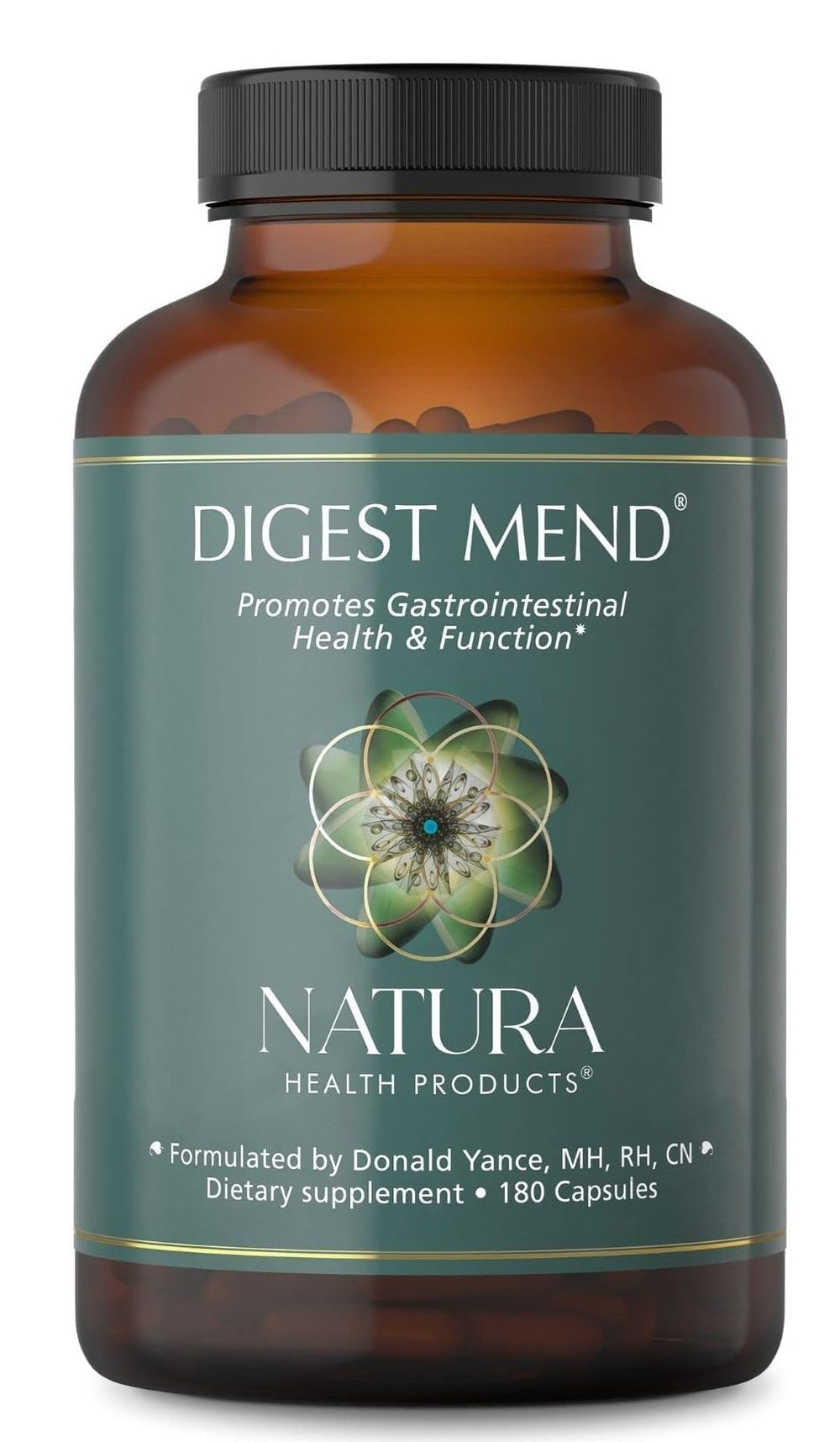 Natura Digest Mend capsules close-up, supporting gentle digestive comfort