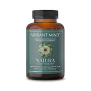 Natura Health Vibrant Mind bottle label highlighting the science-based formula for clarity