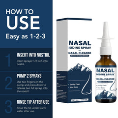 Natura Derm iodine nasal spray travel-friendly box ready for trips.