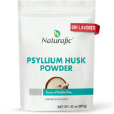 Naturafic Psyllium Husk Powder bottle on kitchen counter highlighting gut health support