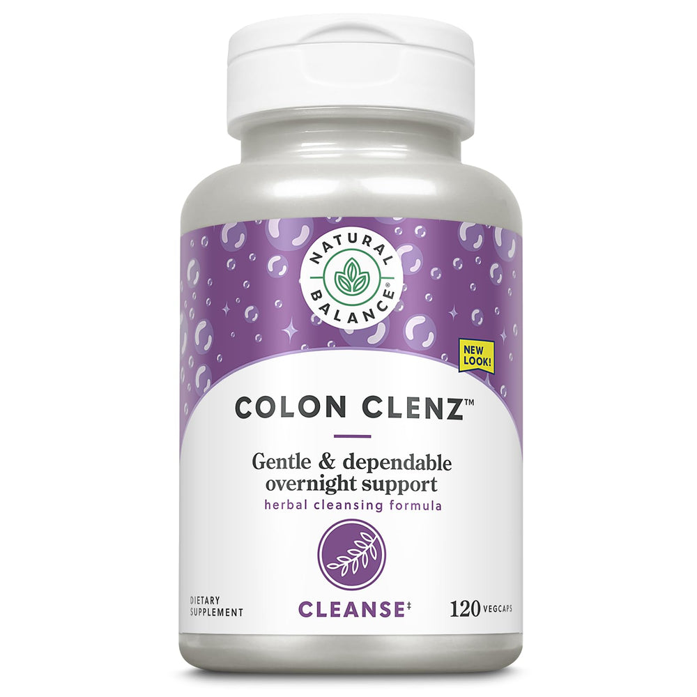 Natural Balance Colon Clenz bottle and capsules for gentle overnight cleanse.