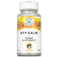 Natural Balance HTP Calm bottle and capsules for mood support and relaxation.