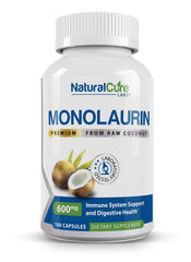 Natural Cure Labs Monolaurin 600mg capsules for daily wellness support.