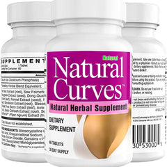 Natural Curves label close-up highlights plant-based formula for balance