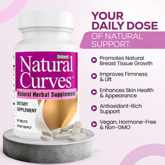 Natural Curves capsules in hand for daily bust support