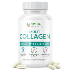 Natural Elements Multi Collagen bottle front promotes joint wellness and skin vitality for an active lifestyle.