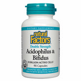 Natural Factors Acidophilus & Bifidus bottle highlighting double-strength probiotic formula.