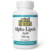 Natural Factors Alpha-Lipoic Acid 200mg capsules bottle front showing antioxidant support