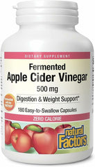 Natural Factors apple cider vinegar capsules bottle on kitchen shelf for digestion support